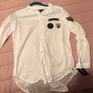 Shift white button down shirt with patches